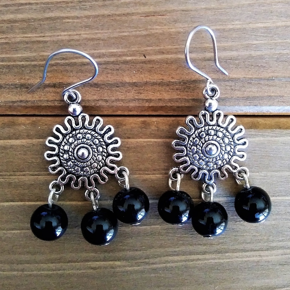 3 for $49 NEW Silver and Black Dangle Earrings